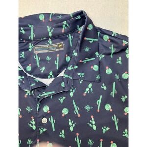 Roundtree & Yorke Performance 4XT navy green cactus short sleeve shirt mens Polo